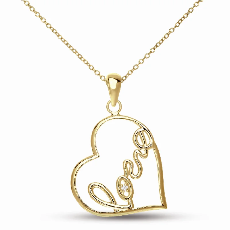 Trendy Gold Necklaces-Classy " Love " Heart Shape Pendant Necklace