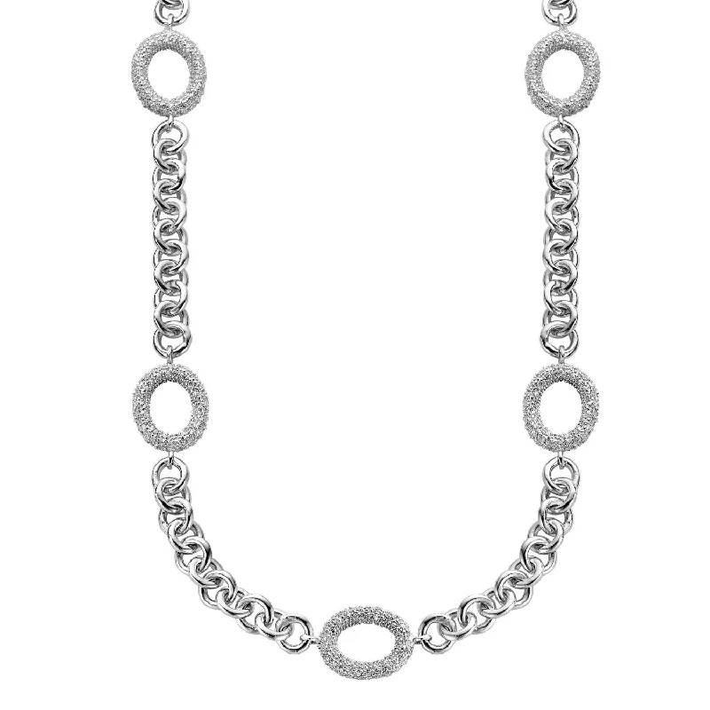 Valentine's Day Necklaces-Pompidou Chunky Oval CZ Chain Necklace