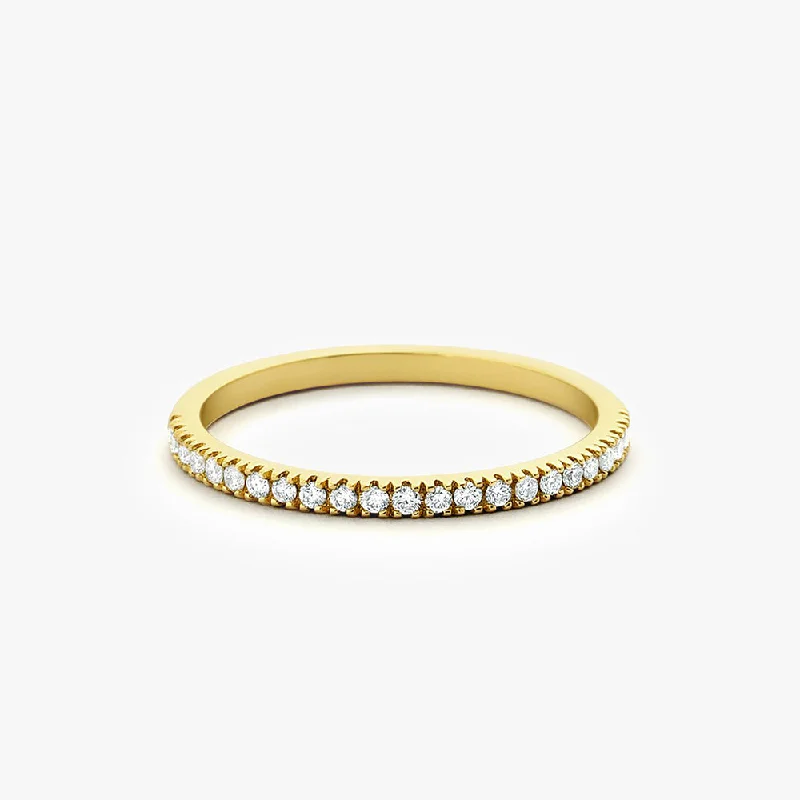 Simple Diamond Rings for Men-14K Gold 1.5MM Half Eternity Diamond Ring