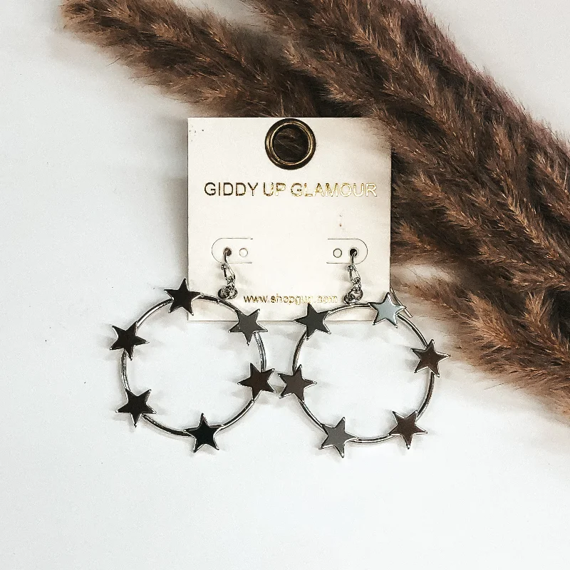 Trendy Gold Earrings-All Around Star Earrings in Silver