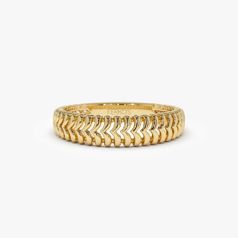 Men’s Wedding Bands with Diamonds-14k Unique Statement Stacking Gold Ring