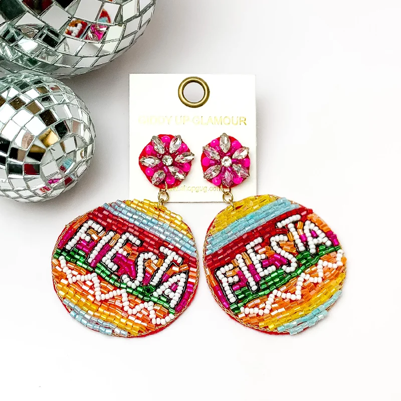 Sparkling Drop Stud Earrings-Multicolor Beaded Fiesta Stone Post Earrings