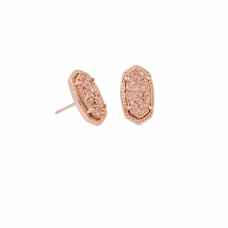 Crystal Drop Earrings for Women-Kendra Scott | Ellie Rose Gold Stud Earrings in Rose Gold Drusy