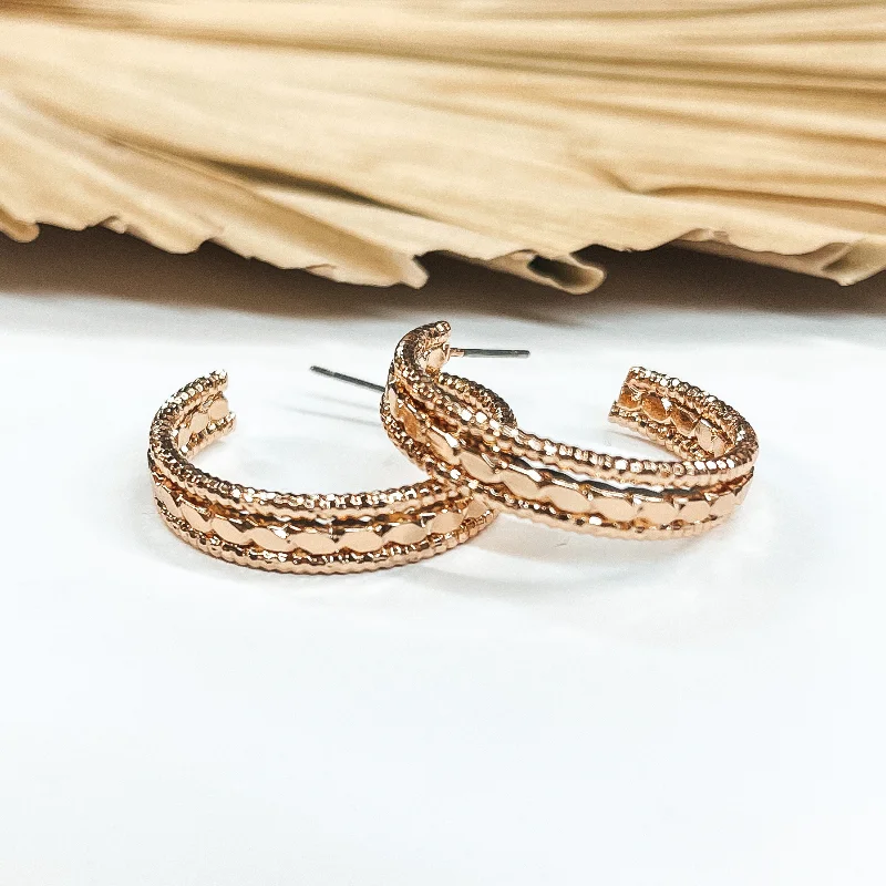 Geometric Gemstone Earrings-Darling Daze 1 Inch Rope Textured Hoop Earrings in Gold Tone