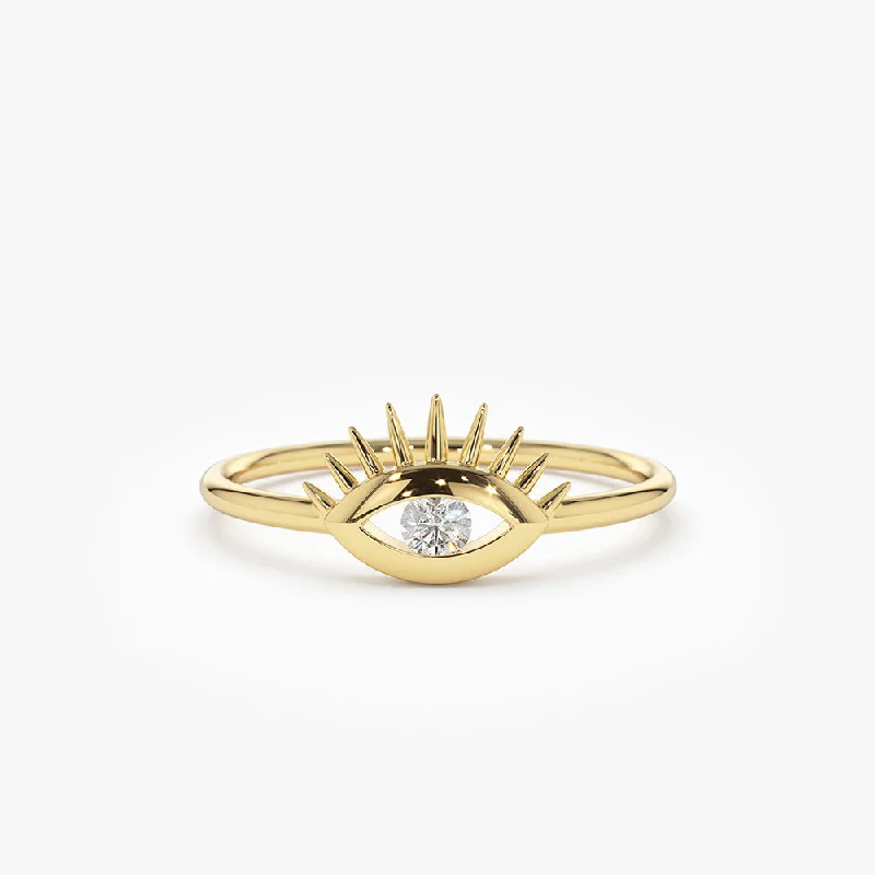 Affordable Promise Wedding Rings-14k Diamond Evil Eye Ring