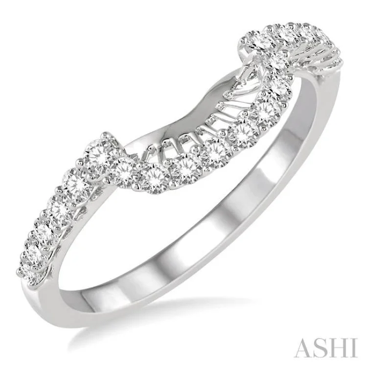 Custom Women’s Wedding Bands-3/8 Ctw Arch Shape Round Cut Diamond Wedding Band in 14K White Gold