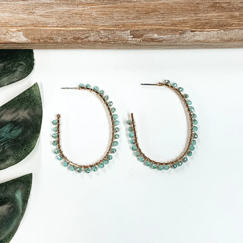 Crystal Pearl Earrings-Winery Weekend Hoops in Mint