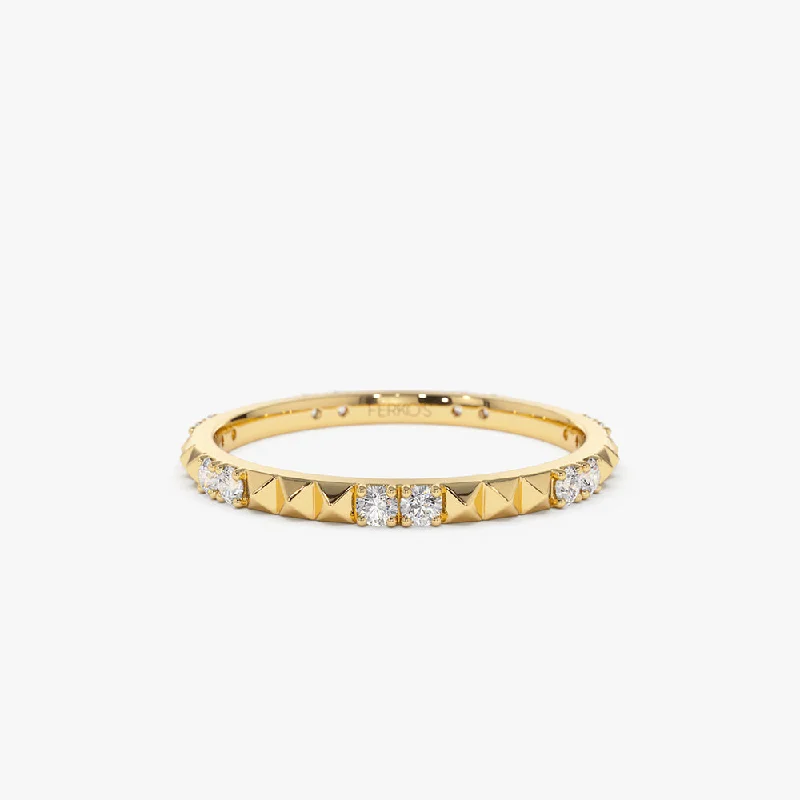 High-Quality Diamond Wedding Bands-14K Pyramid Diamond Eternity Ring