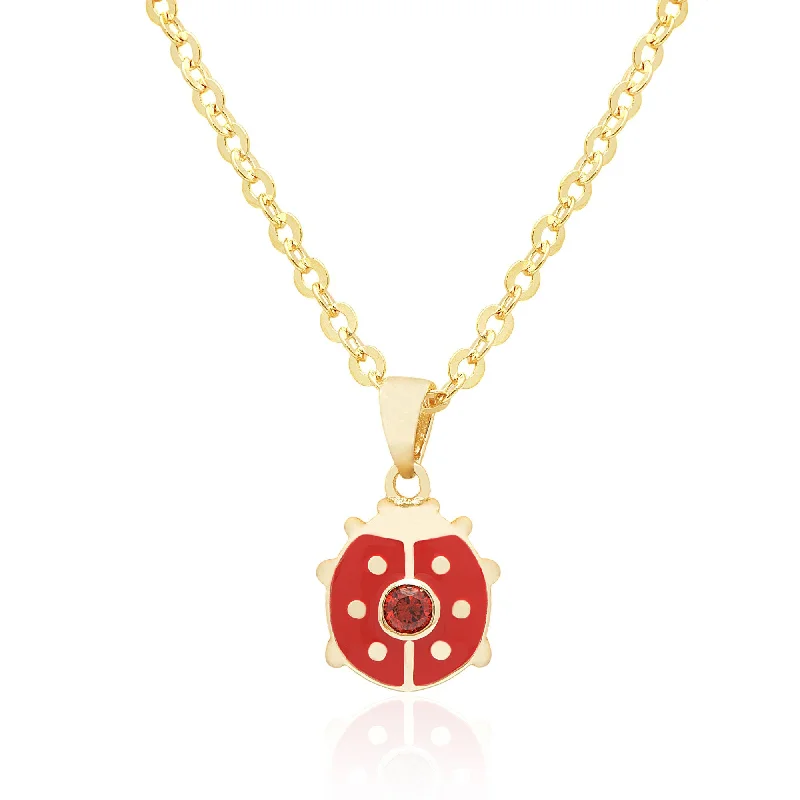 Elegant Gold Necklaces-Ladybug with Crystal Necklace