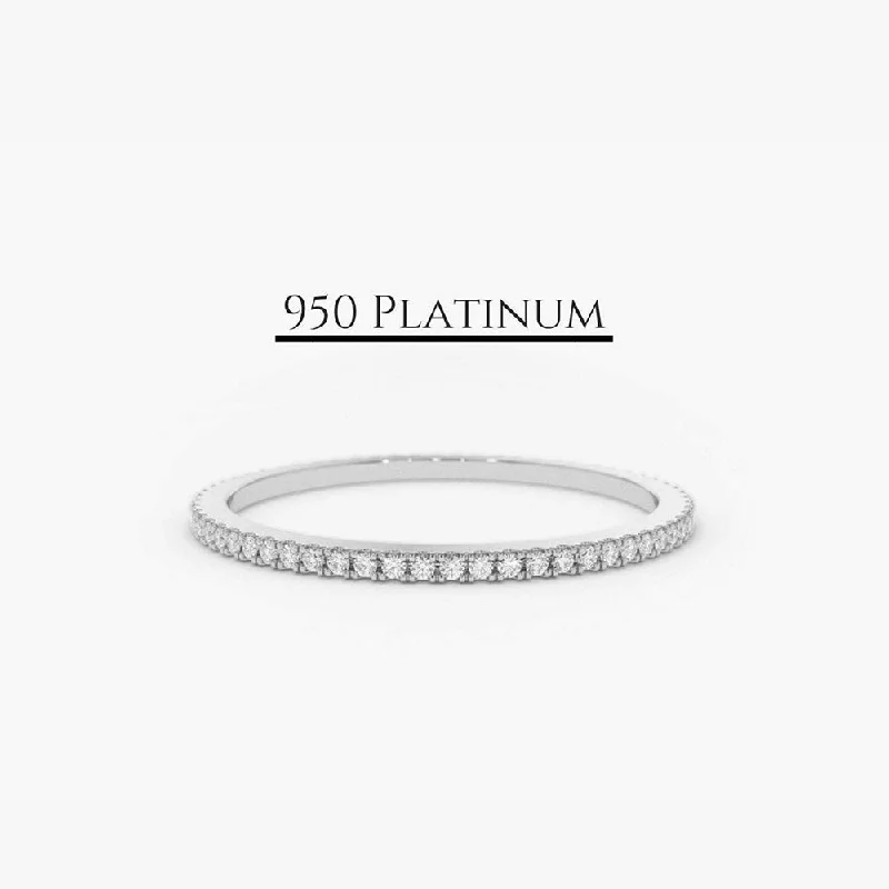 Classic Engagement Ring Styles-Platinum Micro Pave Diamond Eternity Ring