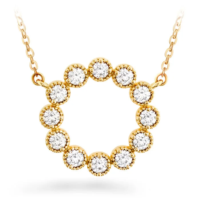 Dainty Necklaces-Hearts On Fire Liliana Milgrain Circle Diamond Pendant Necklace