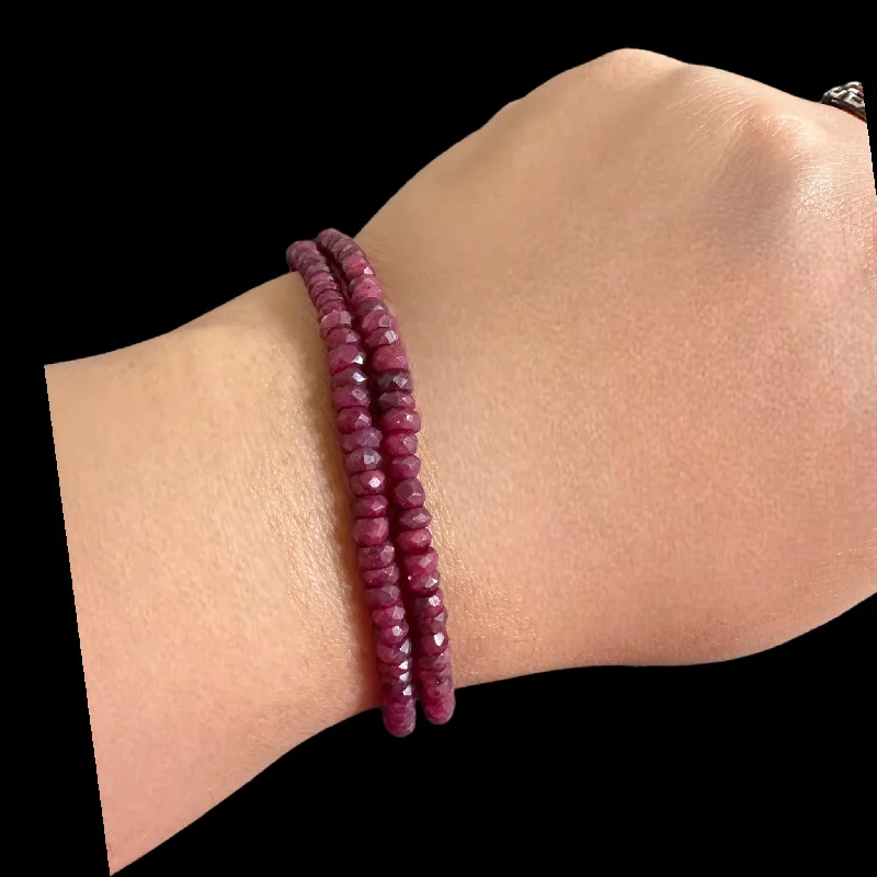 Stackable Beaded Bracelets for Teens-Ruby beads bracelet ( SHIPS IN 4 WEEKS )