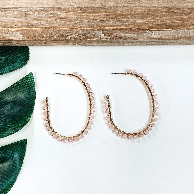 Chic Silver Earrings-Winery Weekend Hoops in Light Pink