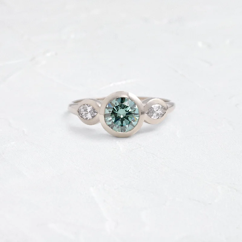 Fashion Engagement Rings for Women-Moonrise Ring, 1.2ct. Lab-Grown Bluish Green Diamond