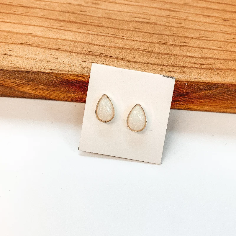 Elegant Drop Earrings for Women-Navajo | Navajo Handmade Sterling Silver Teardrop Stud Earrings in Opal