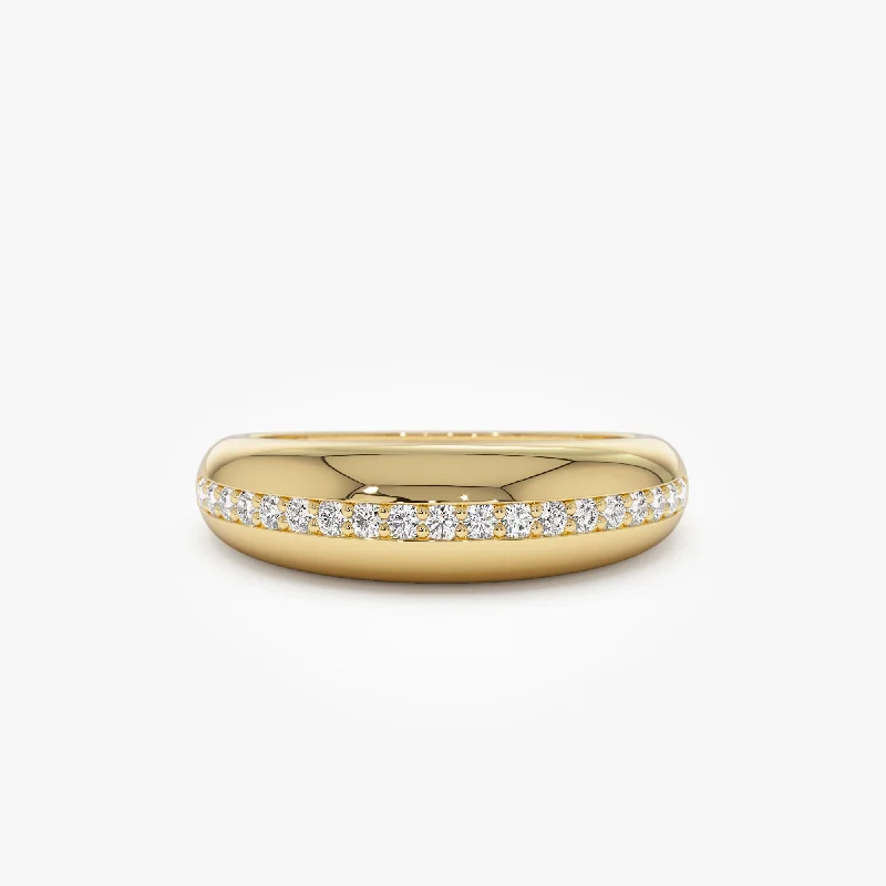 Vintage Wedding Bands with Gemstones-14k Gold Diamond Dome Balloon Ring