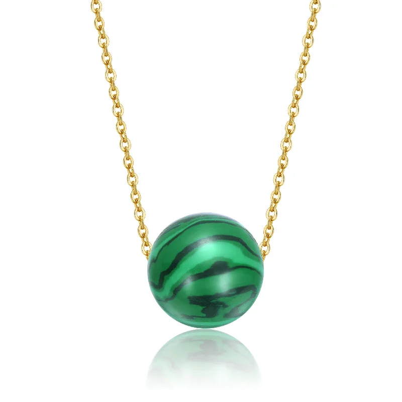 Fine Gold Necklaces-Louise Boho Malachite Sphere Pendant Necklace