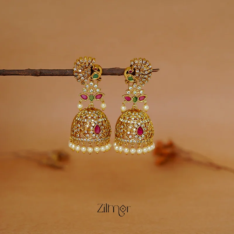 Designer Drop Earrings-ZL1011432 - Antique  AD Stone Bridal Jumkha Earrings