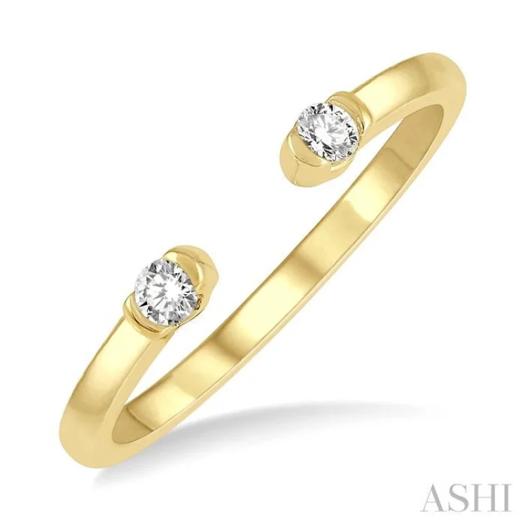 Custom Birthstone Engagement Rings for Men-1/10 Ctw Open Center Round Cut Diamond Stackable Ring in 10K Yellow Gold