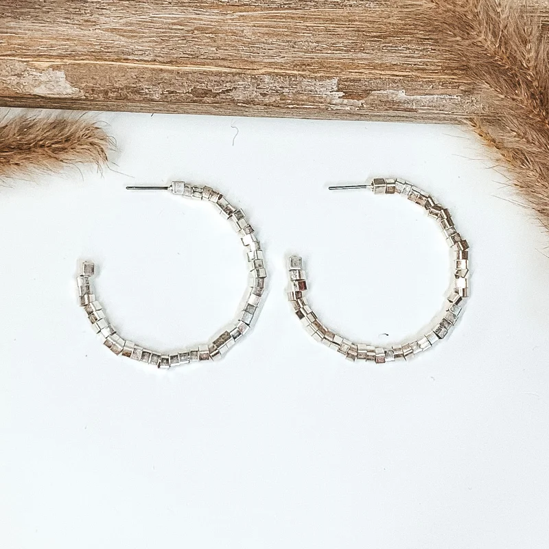 Handcrafted Drop Earrings-Sunset in Mexico Hoops in Silver