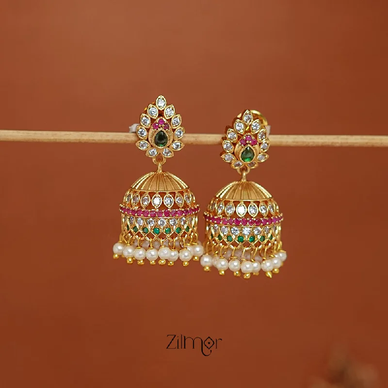 Large Pearl Drop Earrings-SN1011376 -Ad Stone Jumkha Earrings