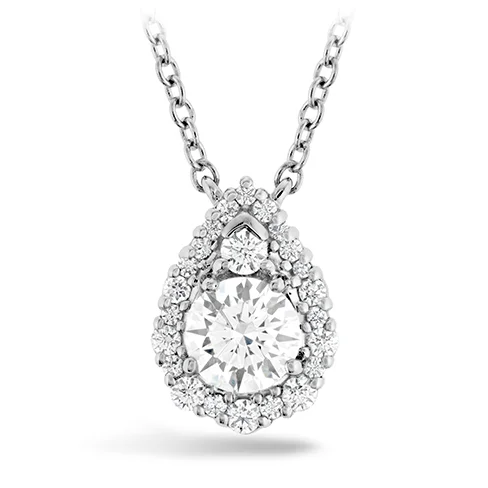 Designer Necklaces-Hearts On Fire Teardrop Halo Diamond Necklace