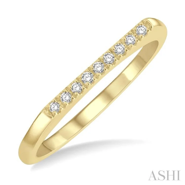 Custom Gold Wedding Ring Sets-1/20 Ctw Bar Top Round Cut Diamond Stackable Ring in 10K Yellow Gold