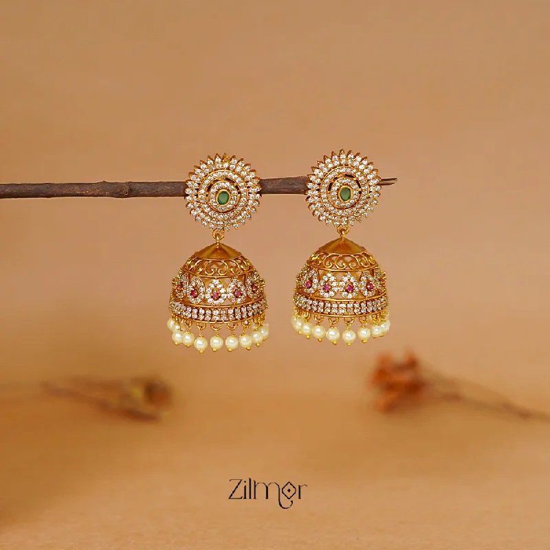 Handmade Gold Earrings-ZL1011440 - Antique  AD Stone Jumkha Earrings