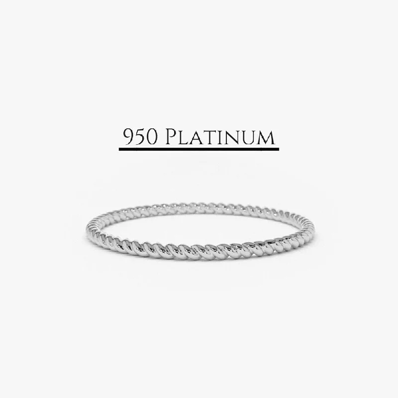 Gemstone Wedding Rings for Women-Platinum 1.2MM Braided Twist Band