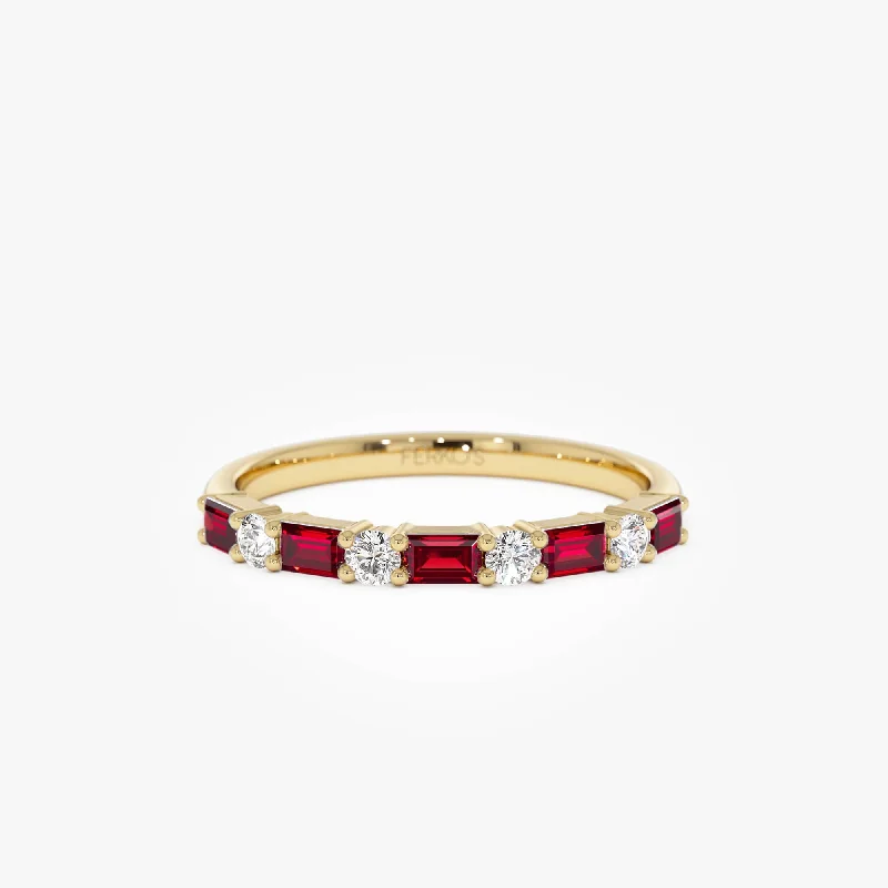 Personalized Engagement Ring Styles-14k Ruby and Diamond Prong Setting Ring