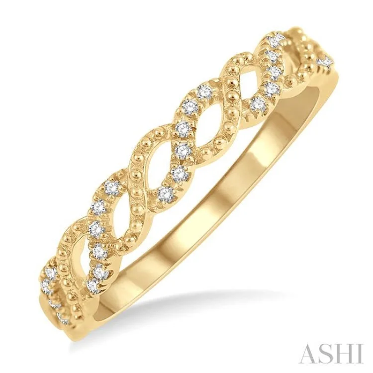 Custom Stacked Wedding Rings for Women-1/10 Ctw Entwined Round Cut Diamond Stack Band in 14K Yellow Gold