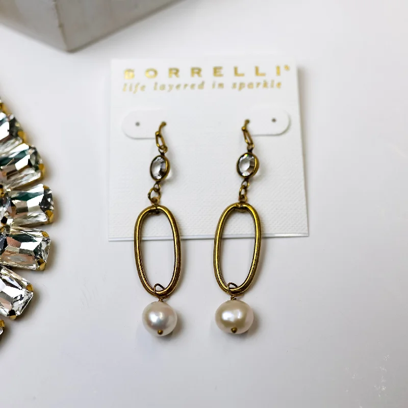 Trendy Drop Earrings for Women-Sorrelli | Melody Dangle Earrings in Bright Gold Tone and Modern Pearl