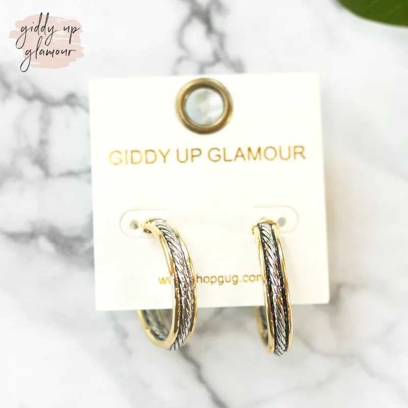 Geometric Drop Earrings for Women-Two Toned Fashion Hoop Earrings