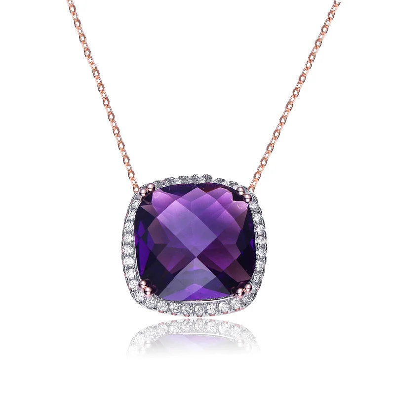 Animal Necklaces-Gabrielle Purple Solitaire Last Pair Pendant