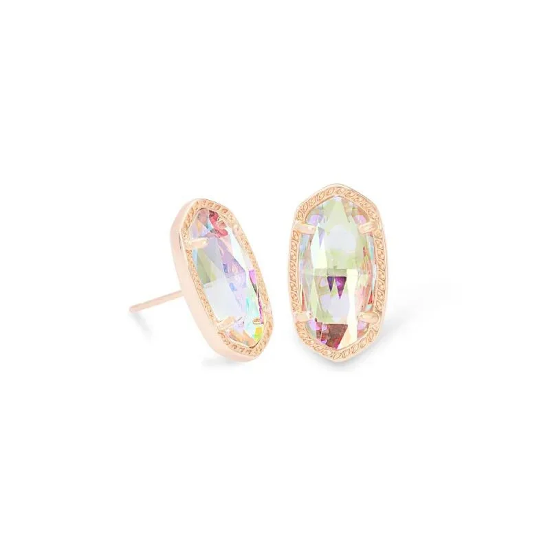 Large Hoop Earrings for Women-Kendra Scott | Ellie Rose Gold Stud Earrings in Dichroic Glass