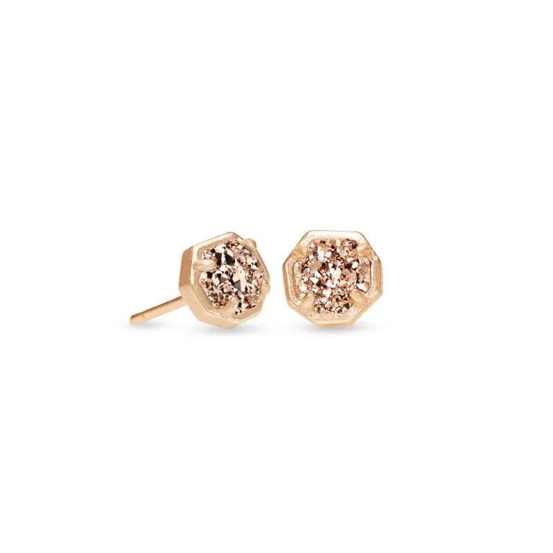 Simple Hoop Earrings for Women-Kendra Scott | Nola Rose Gold Stud Earrings in Rose Gold Drusy