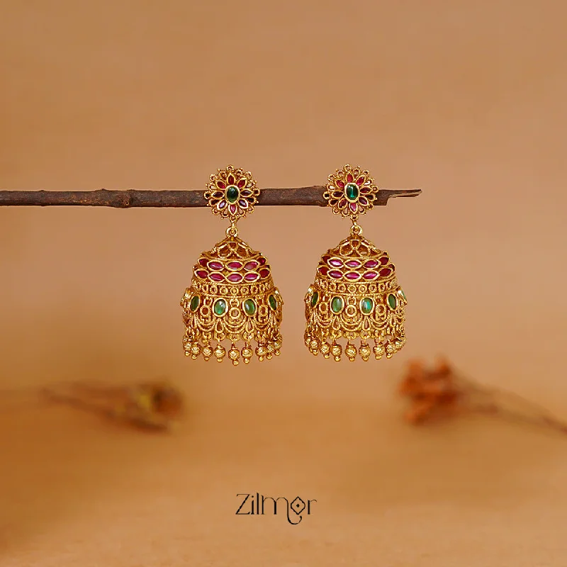 Colorful Gemstone Earrings-ZL1011431 - Kemp Stone Designer Antique Jumkha Earrings