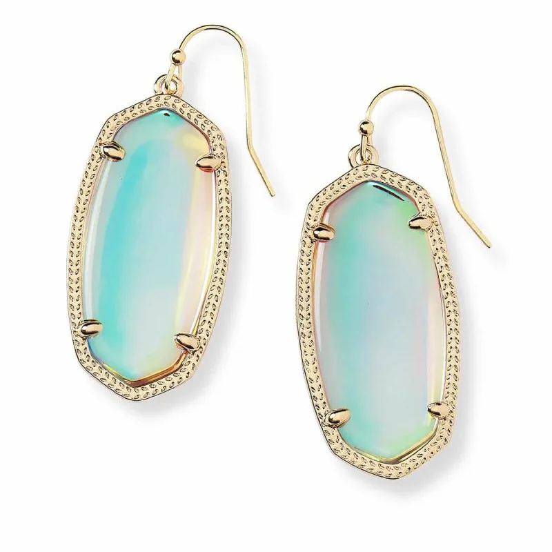 Large Gemstone Earrings for Women-Kendra Scott | Elle Gold Drop Earrings in Dichroic Glass