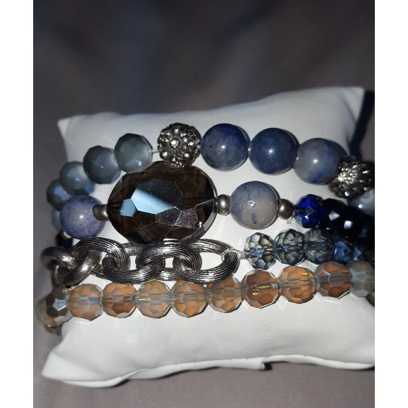 Handcrafted Silver Bracelets for Men-Charlie Paige Stackable Bracelet - Stones/Beads