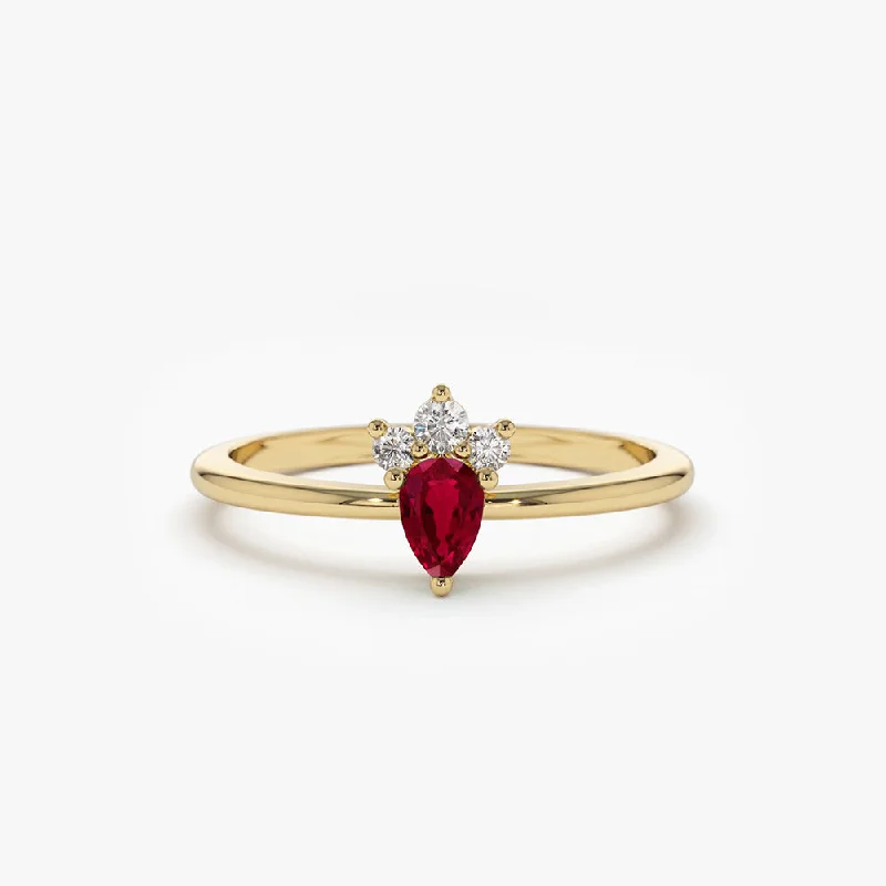 Two-Tone Engagement Rings-14k Mini Ruby and Diamond Ring