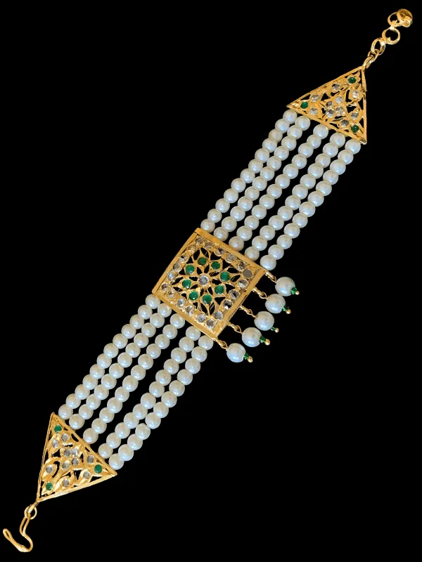 Beaded Stretch Bracelets for Relaxation-B69  Ariha emerald  pearl bracelet ( READY TO SHIP )