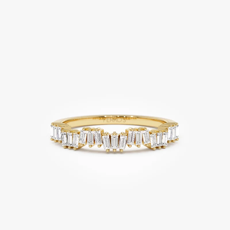 Elegant Diamond Rings-14k Asymetrical Baguette Diamonds Ring