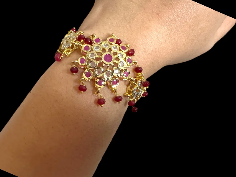 Elegant Diamond Bracelets for Brides-Amal hyderabadi bracelet in ruby  ( READY TO SHIP )