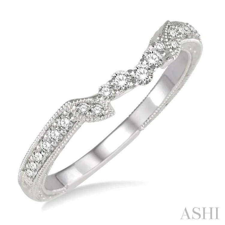 Affordable Engagement Ring Designs-1/6 Ctw Round Diamond Wedding Band in 14K White Gold