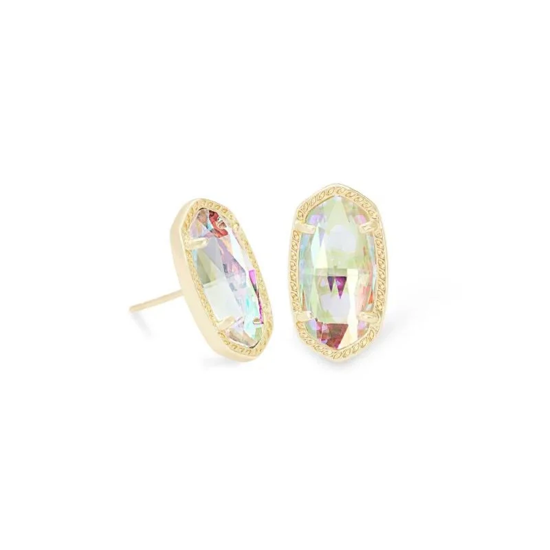 Simple Hoop Earrings-Kendra Scott | Ellie Gold Stud Earrings in Dichroic Glass