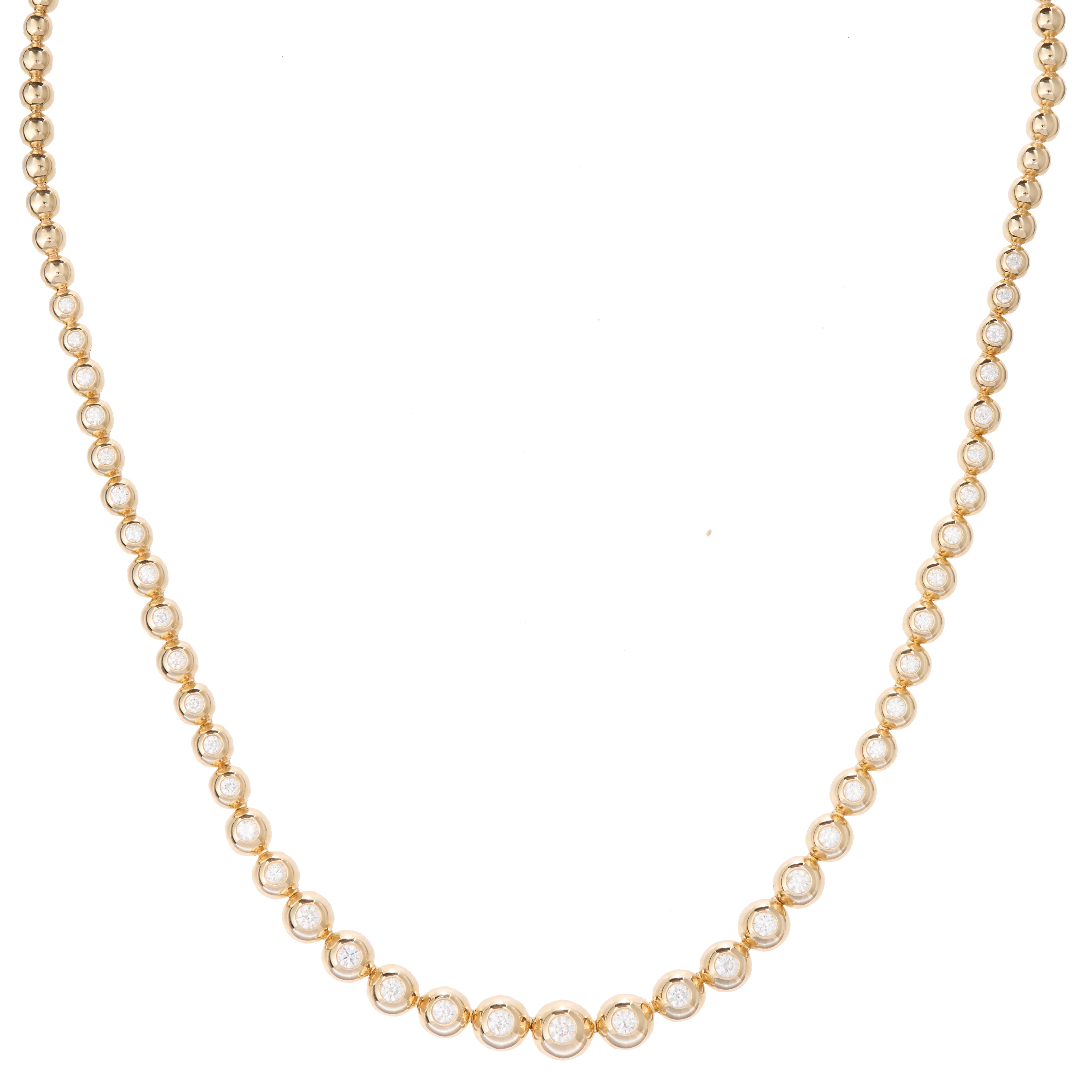 High-End Necklaces-Orbit Gold Bead Necklace with Embedded Diamonds