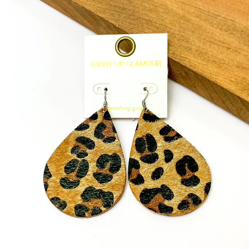 Large Hoop Earrings-Leopard Print Large Size Drop Earrings