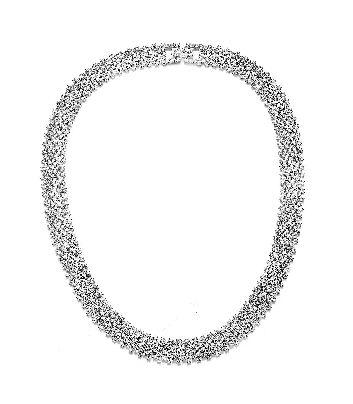 Sterling Silver Necklaces-Louise Linear Pave Necklace