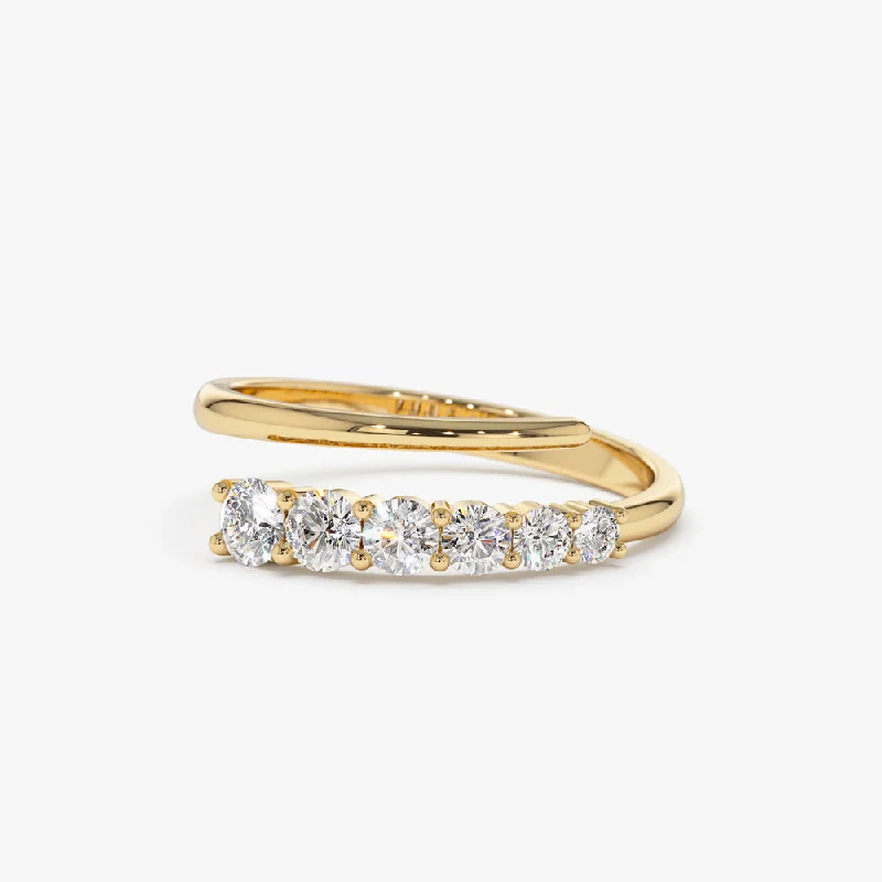 Luxury Promise Rings for Women-14k Unique Crossover Diamond Statement Ring