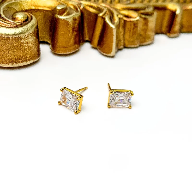 Trendy Hoop Earrings for Women-Kinsey Designs | Prism Stud Gold Earrings with CZ Crystals